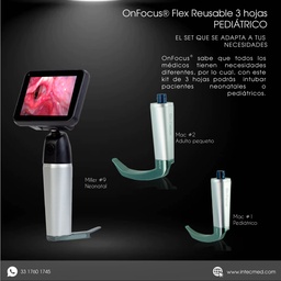 [ON-VR3HPD-FBP] VIDEOLARINGOSCOPIO ONFOCUS® FLEX BLACK PRO 3 HOJAS REUSABLES PEDIATRICO